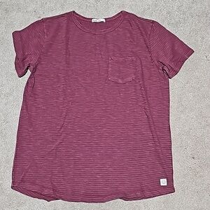 Marine Layer Stripe Pocket Crew Scallop Tee Baked Apple